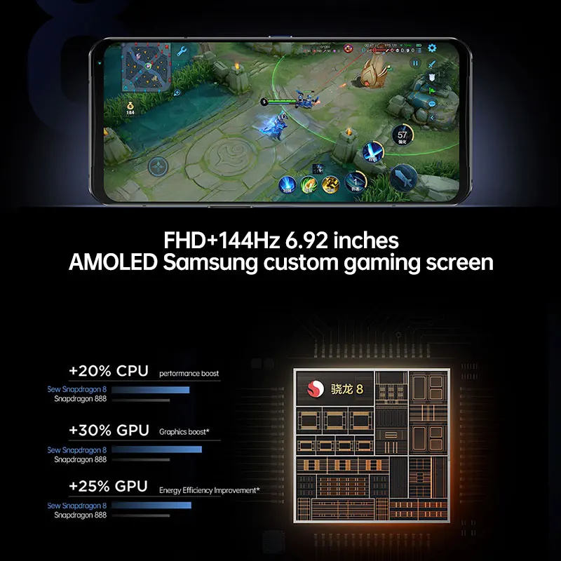 lenovo legion y90 5g gaming mobile phone 6 92 inch 144hz amoled snapdragon 8 gen 1 octa core 68w super charge android 12 nfc free global shipping