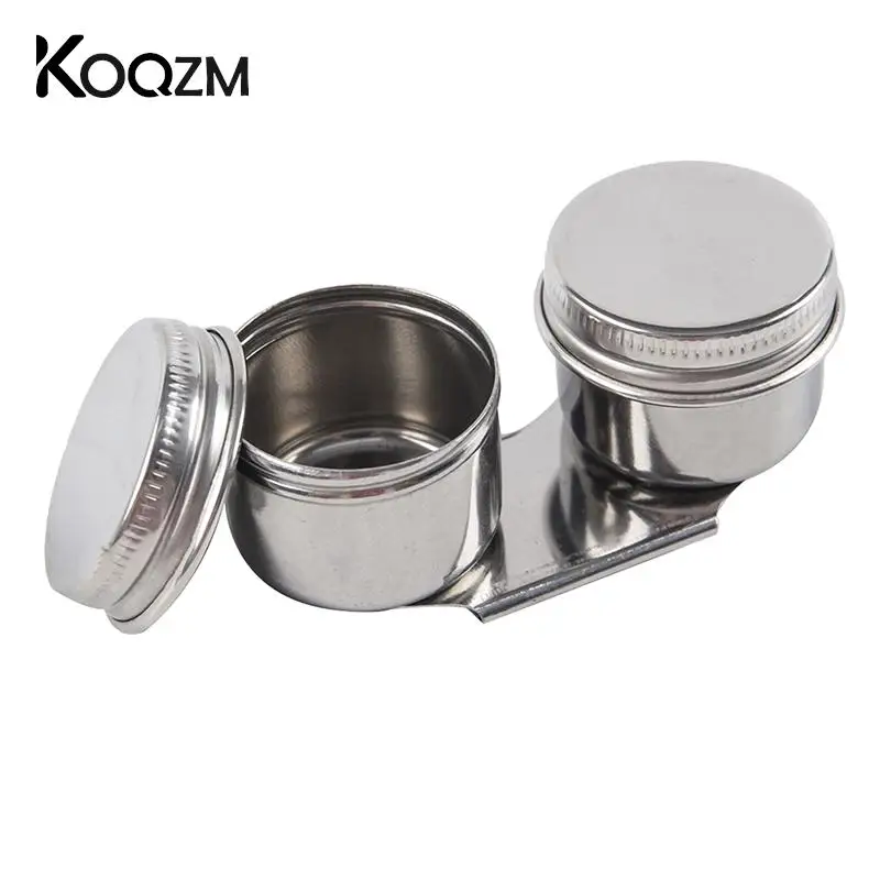 Stainless Steel Oil Painting Double Palette Cup Oil Painting Palette Cup with Lid Portable Oil Paint Container Cups