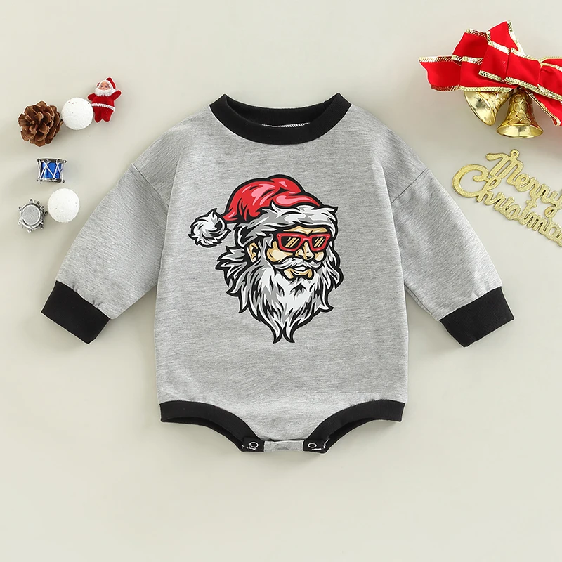 

Детский Рождественский комбинезон с принтом Санта Клауса, с длинным рукавом и круглым вырезом, Свободные Комбинезоны, комбинезоны, костюм с...