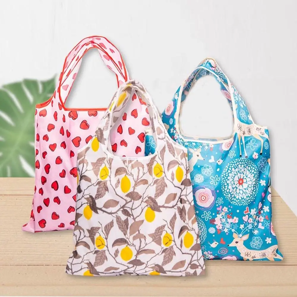 

Deer Large Handbag Leaf Flower Travel Wash Bag Korean Shoulder Bags Women Shopping Bag Fruits Foldable Storage Bag