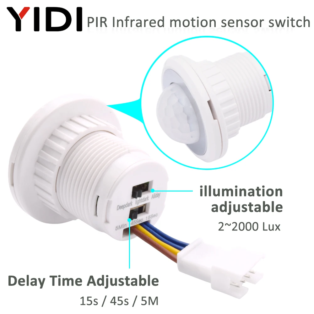 

Light Pir Infrared Motion Sensor IR Detector Switch Auto On Off Adjustable Time Delay 110V 220V AC Human Body Induction Lamp