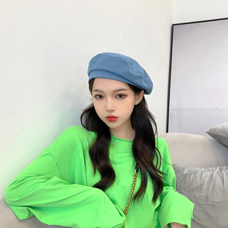 Береты хлопковые однотонные в винтажном стиле французские Восьмиугольные