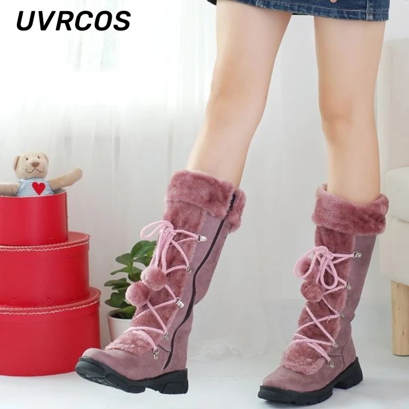 

Thick-heeled Thick-soled High Boots Warm Snow Women Lace-up Thickened Comfortable Cotton 2022 Winter New Arrivals