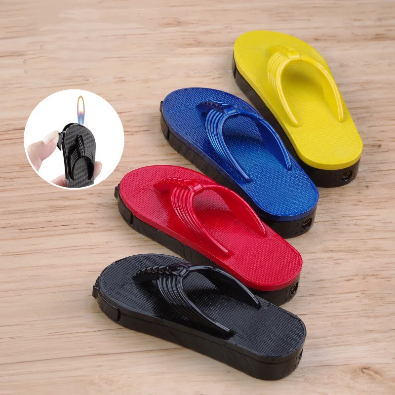 

Creative Butane Gas Lighter New Peculiar Small Slippers Shape Open Flame Inflatable Lighter Cigarette Accessories Gift