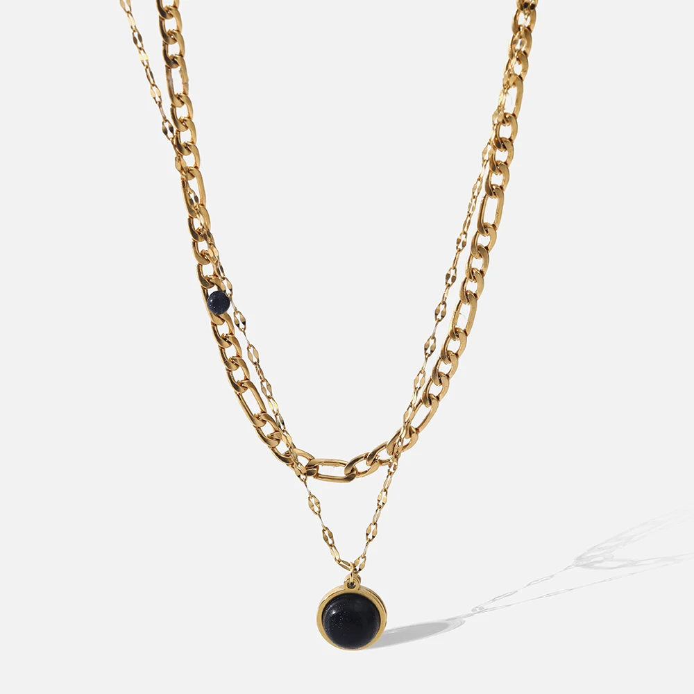 

Natural Stone Stainless Steel Pendant Necklace For Women 18K Gold Plated Personality Ladies Clavicle Chain Party Gift Jewelry
