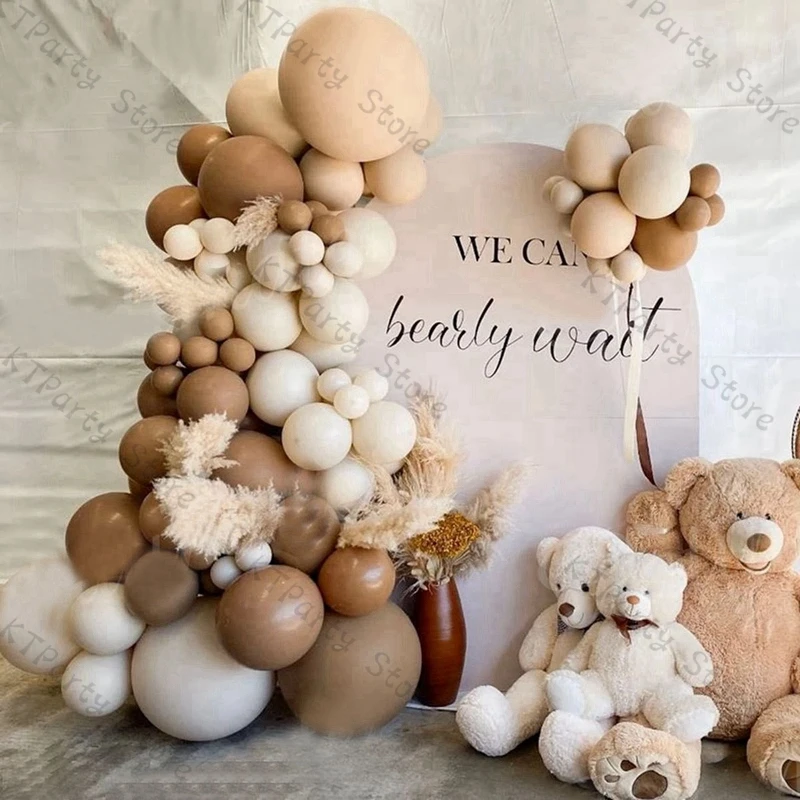 

82pcs Retro Coffee Balloon Garland Wedding Decoration Doubled Apricot Natural Sand Birthday Party Balloons Baby Shower Decor