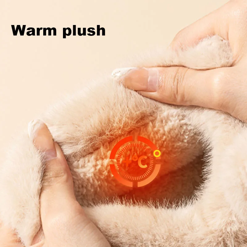 Модные домашние плюшевые тапочки с бантом женские зимние на платформе мягкой