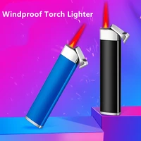 windproof red flame jet torch lighter metal gas butane cigarette cigar lighters inflated smoking accessories gift for lady