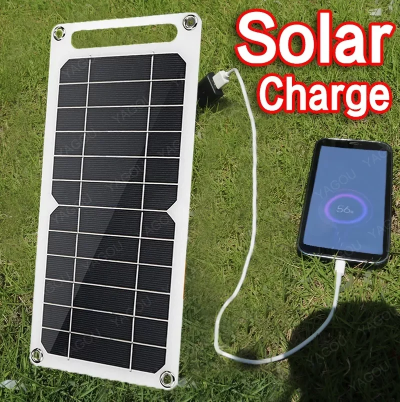 

NEW2023 5V High Power USB Solar Panel Outdoor Waterproof Hike Camping Portable Cells Power Bank Battery Solar Charger for Mobile