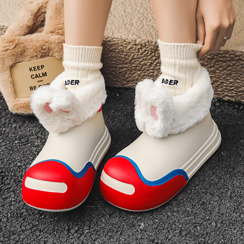 Розовые непромокаемые сапоги с героями мультфильмов женские удобные теплые