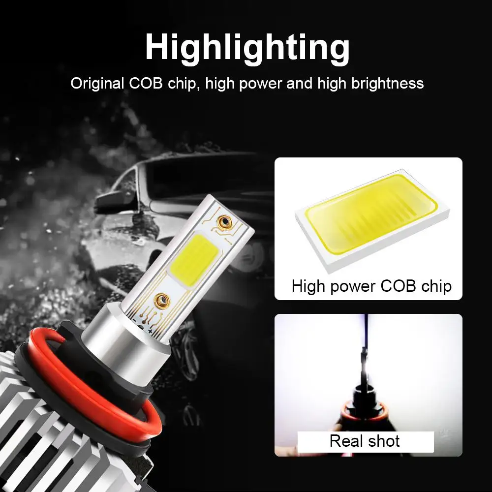 

H11 H8 H9 Led Headlight Bulb Universal Durable Headlight Superbright Waterproof Car Accessories 100w 26000lm Cob Bulb