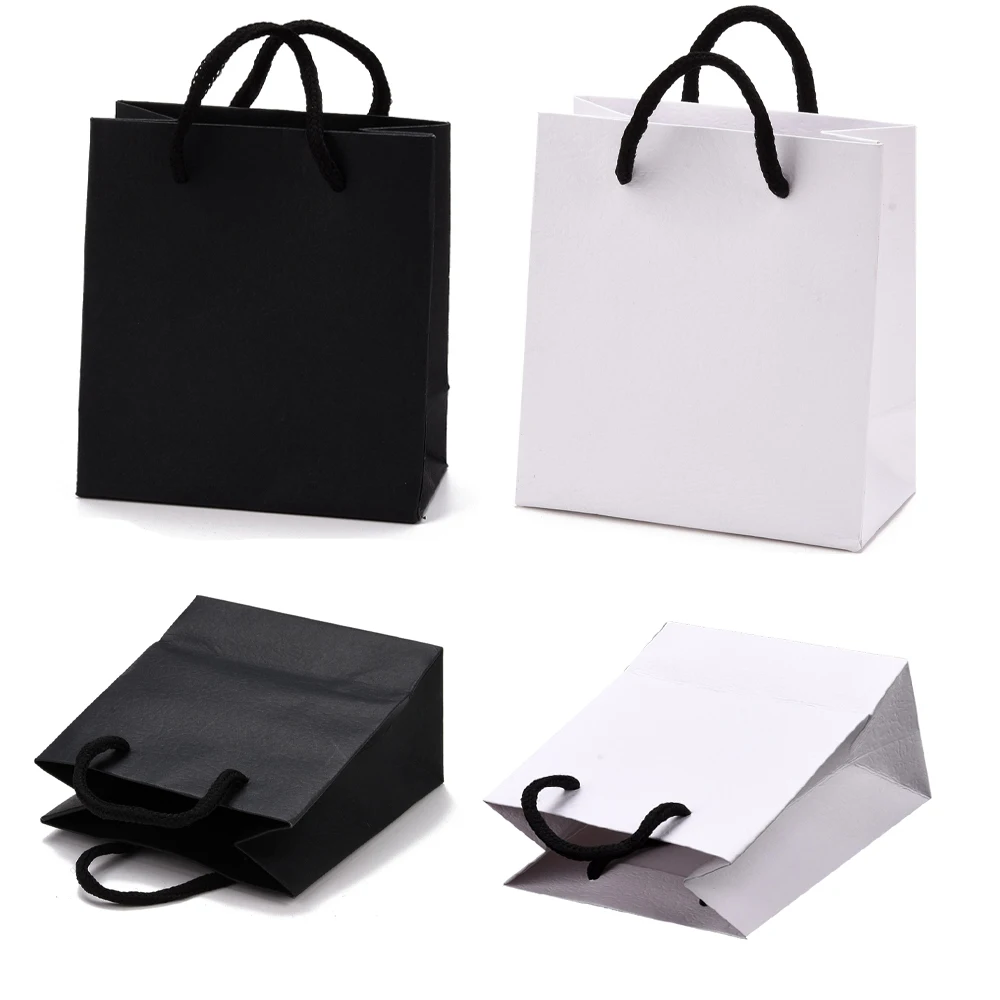 20pcs Rectangle Paper Gift Bags Shopping Bags with Handles for For Christmas Party Present Jewelry Wrapping Bags 12x11x0.6cm