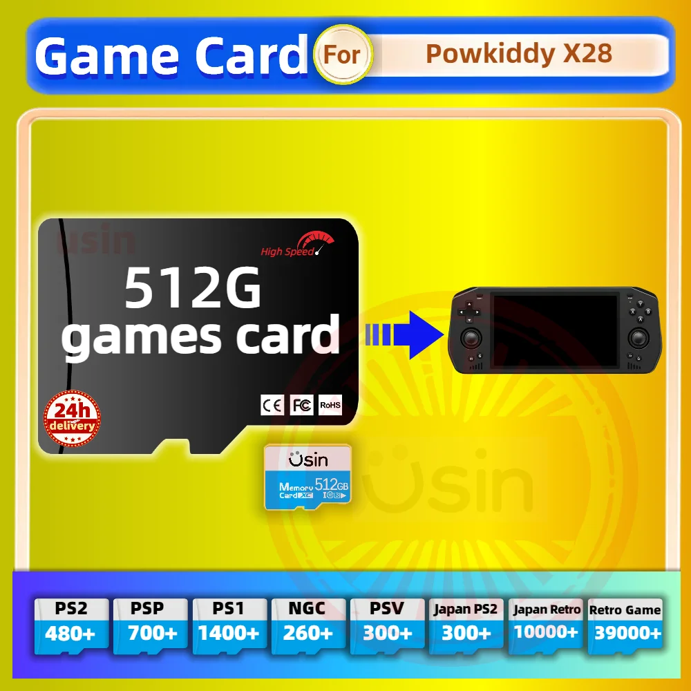 Игровая карта для Powkiddy X28 X18S Ретро Классические игры PS2 PSP Android Портативная игровая