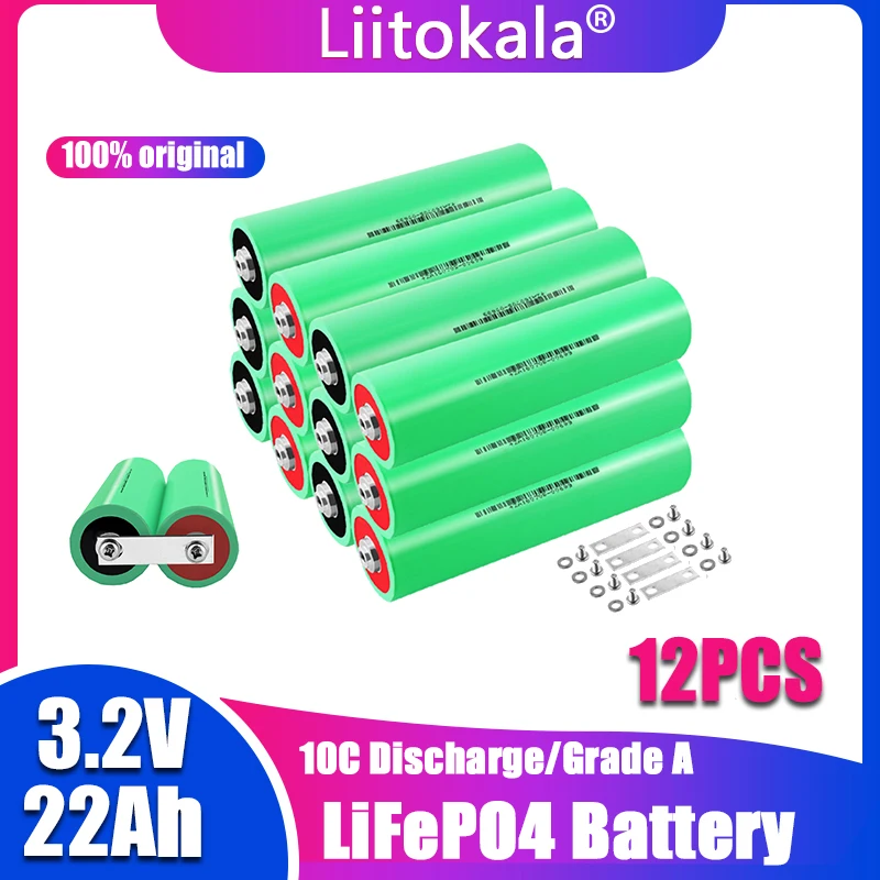 

12 шт. LiitoKala 3,2 в 22 Ач высокий Слив для Diy 12 в 24 в 36 в 48 в солнечный инвертор для электромобиля C Oach Golf Cart LiFePO4 батарея