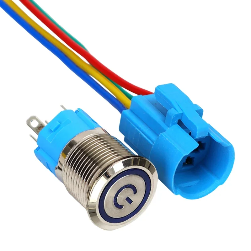 

16 мм кнопочные переключатели 12 В светодиодный водонепроницаемый металлический переключатель с фиксацией для морской кнопки автомобильного аудио кнопочный переключатель