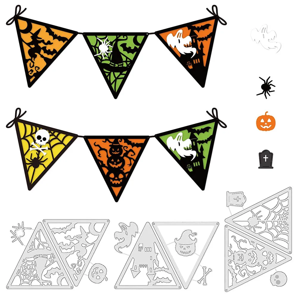 

3pcs Halloween Banner Cutting Dies Stencils for DIY Scrapbooking Paper Card Making Photo Album Embossing Crafts Diary Decoration
