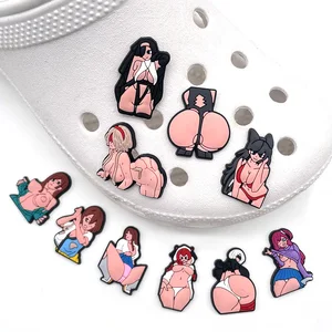 1pc Sexy Anime Girls Shoe Charms For Croc Clogs Sandals Garden Shoe Accessories Decoration Funny Jib