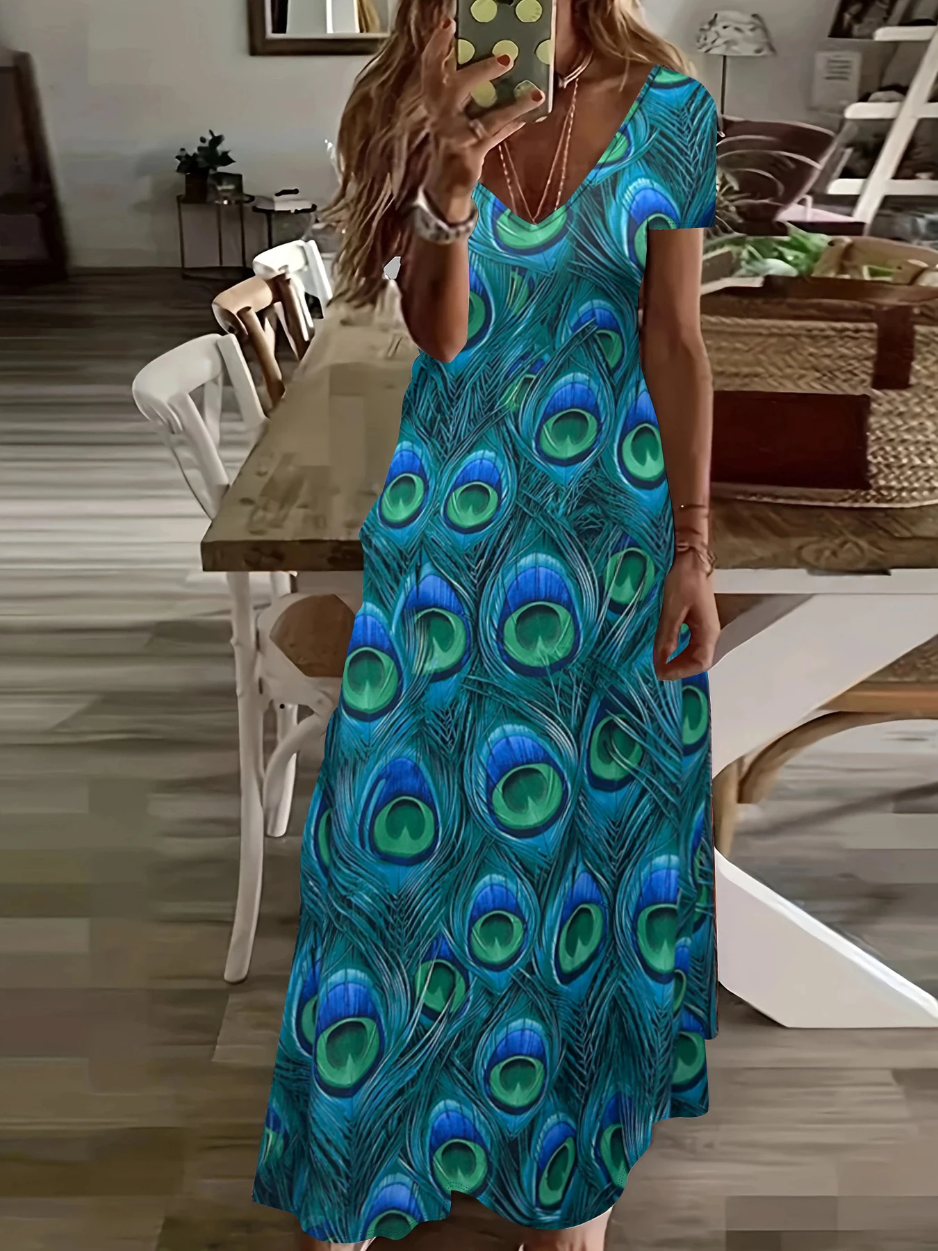 Модное Богемное Женское Платье Свободного Размера С Принтом На Все Тело И