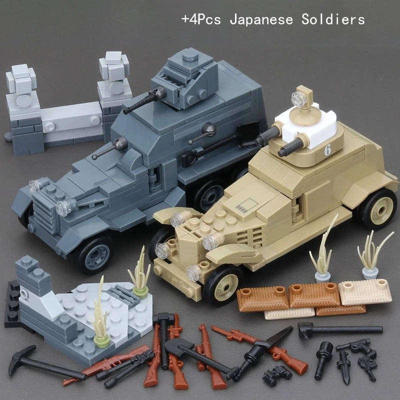 

WWII 93 Armored Vehicle Type Truck 89 Track Battle Tank Japanese Army Weapon Military Building Blocks Bricks Model Toy Boy Gifts