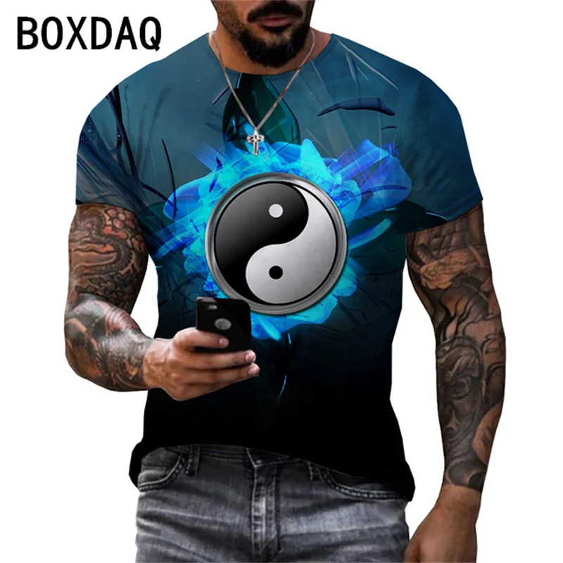 

Футболка мужская оверсайз с принтом «Багуа» и круглым вырезом