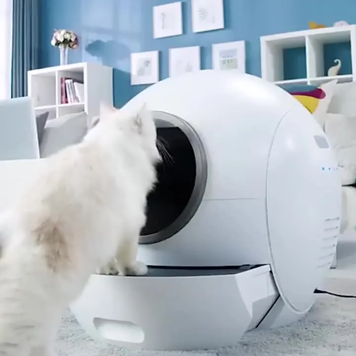 Enlarge 2022 latest Smart cat litter box controlled by mobile phone anti-odor automatically clean large cat litter box