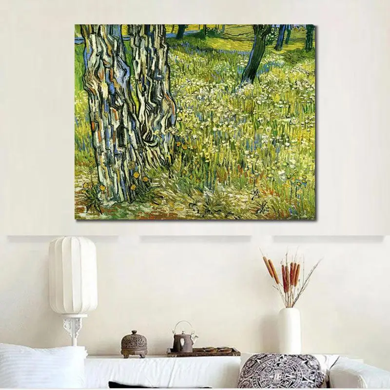 

Ручная роспись искусство на холсте деревья стволы в траве картина Винсента Ван Гога для продажи высокое качество