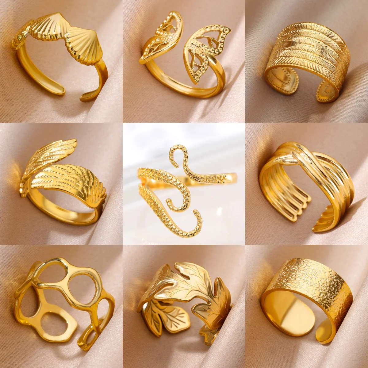 Кольца в виде бабочек и ракушек для женщин мужчин регулируемые кольца из