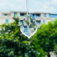 10pcs 37mm clear maple leaf crystal prisms pendant sun catcher chandelier parts bead chain drop xmas decor diy jewelry making