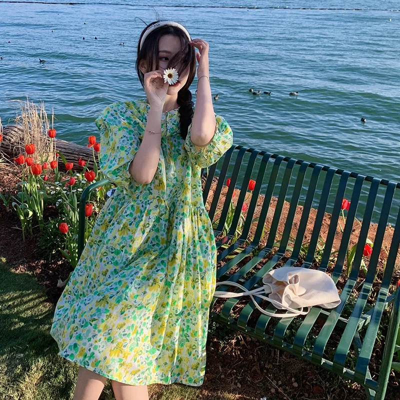 

4XL size women literature and art print beach dress 2022 Summer short sleeve o neck loose casual Oversized chiffon dresses