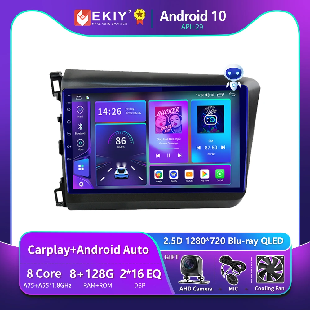 

EKIY T900 Blu-ray QLED For Honda Civic 2012 - 2015 Car Radio Multimedia Video Player Navigation GPS Android Auto BT No 2 Din DVD