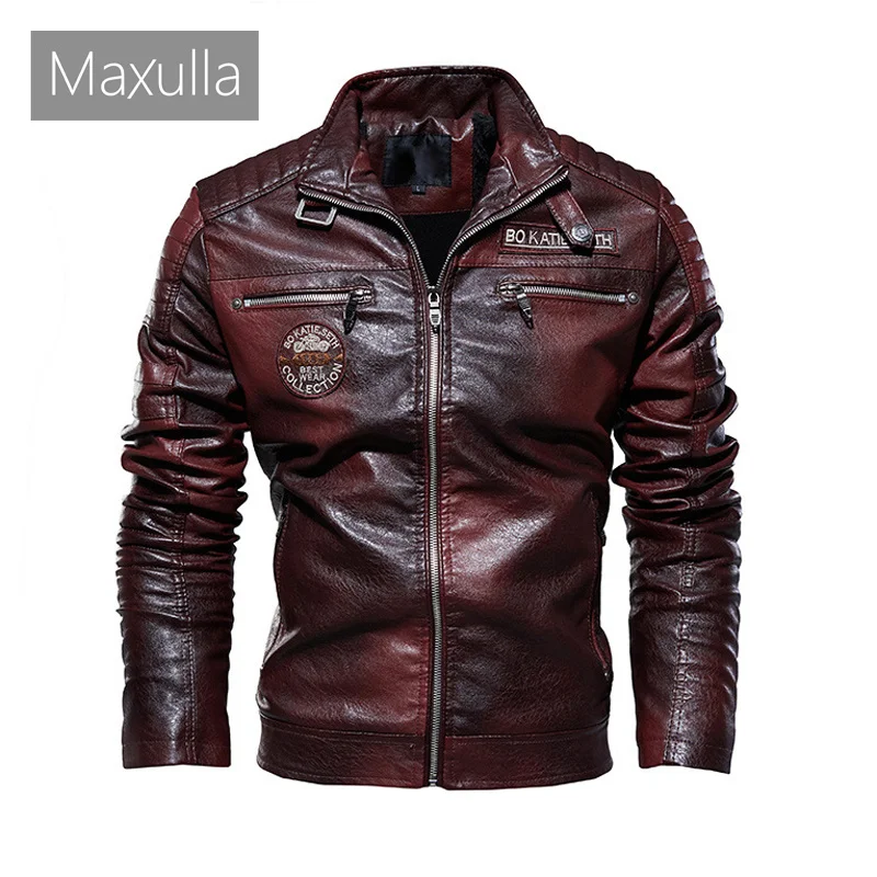 

Куртка Maxulla мужская из искусственной кожи, модная мотоциклетная куртка в стиле хип-хоп, Повседневная облегающая деловая кожаная верхняя одежда