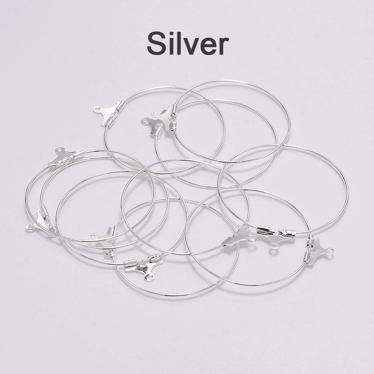 20PCS/Set Big Round Wire Earring Hoops, 25/30/35/40mm Circle Earring Hooks, Metallic Plated Findings for DIY Earring Making