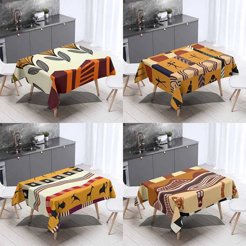 

Abstract Ins Style Tablecloth Boho Geometric Tablecloth Party Decoration Rectangle Stain Resistant Dining Table Tablecloth Nappe