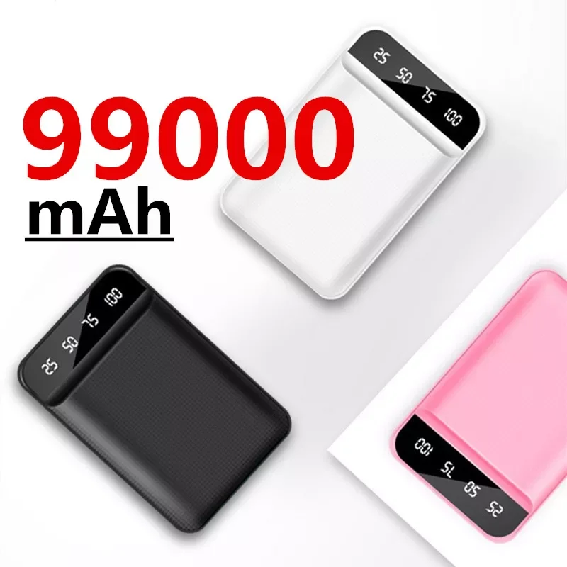 

NEW 99000mAh Mini Power Bank Portable Phone Fast Charger Digital Display USB Charging External Battery Pack For Android