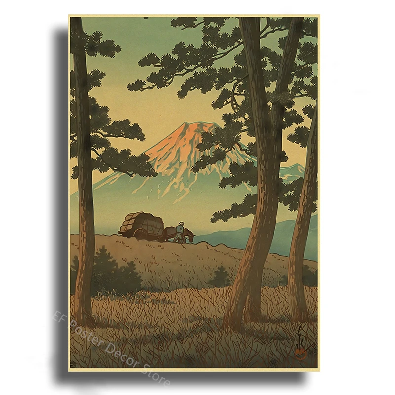 

Винтажные японские пейзажи, плакаты, крафт-бумага