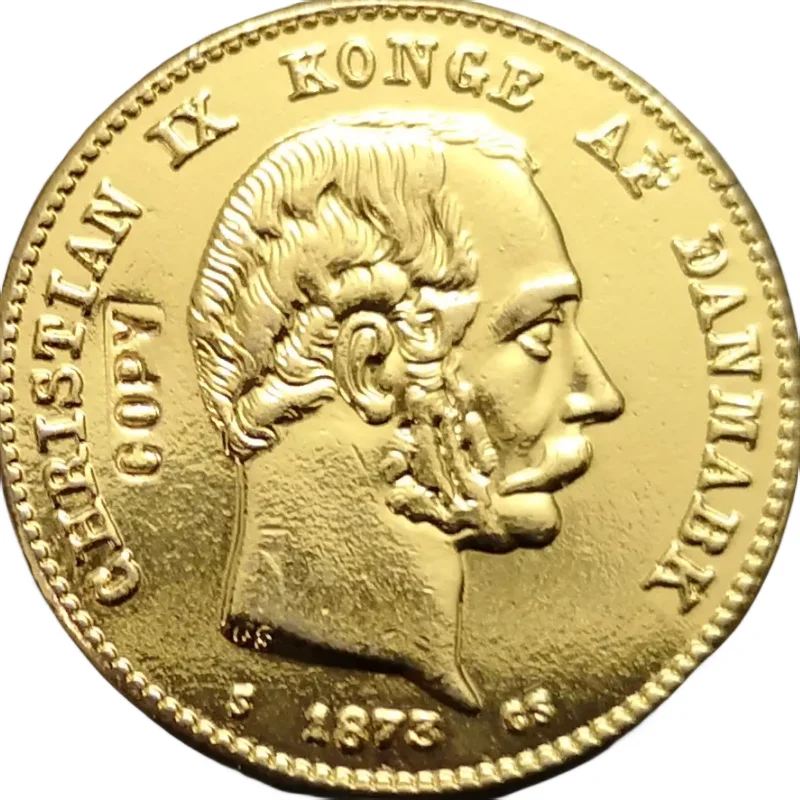1873 Дания Золотая копия монеты Кристиана Икс 10 крон