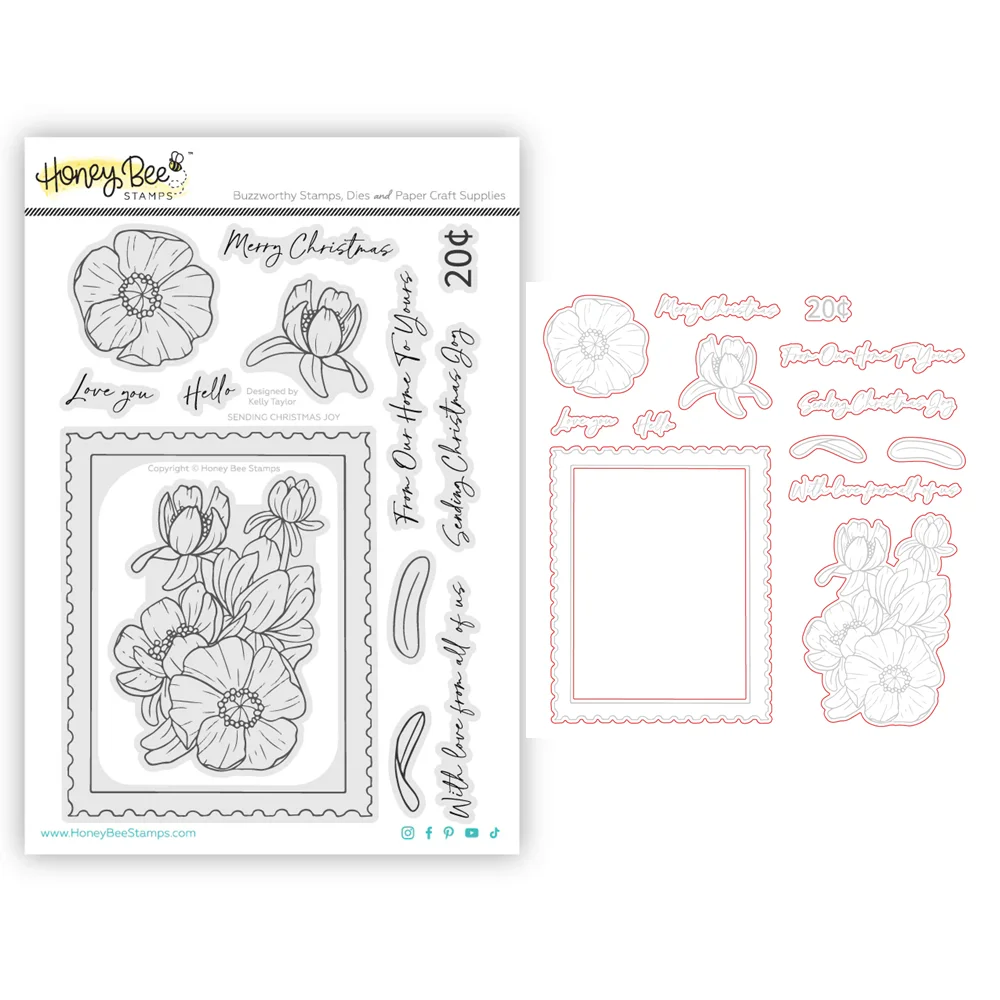 HonB отправка Рождества радость цветок прозрачные штампы вырубные для новых 2024