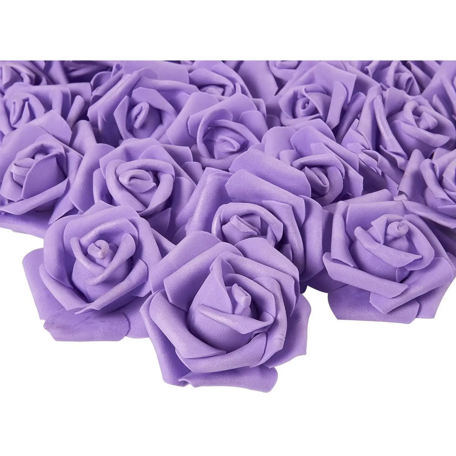 

100 Pack Purple Flowers for Crafts, 3 Inch Stemless Foam Roses for Wall Decorations, Bridal Shower, Wedding Receptions, Faux Bou