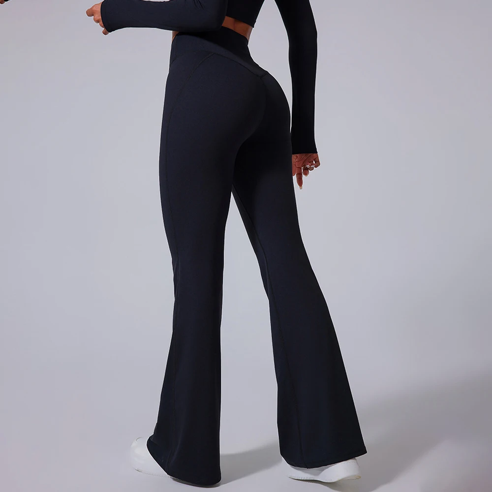 Брюки-клеш для йоги с V-образным вырезом и высокой талией