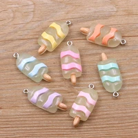 10pcs 1334mm 7 color cartoon 3d resin summer ice cream charm for women girl cute children gifts dangles diy jewelry accessories