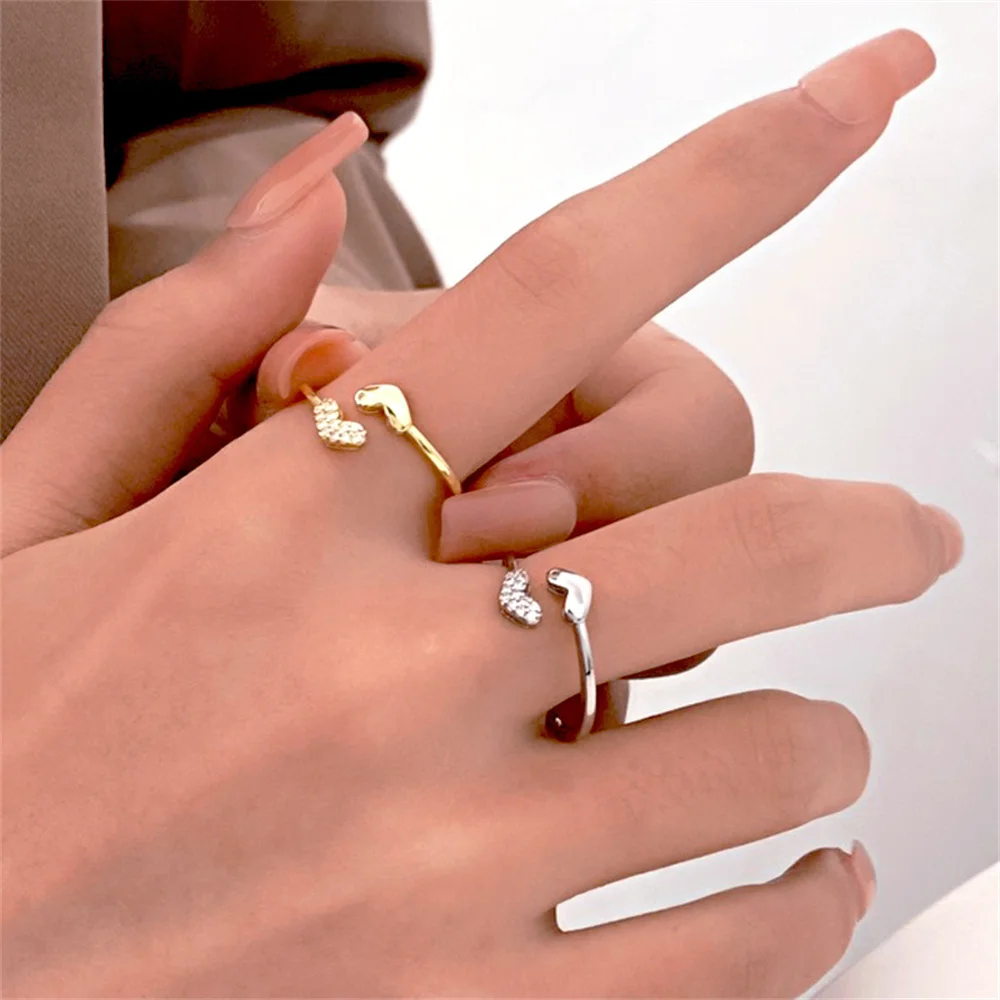 

Rhinestone Heart Shaped Ring for Women Delicate Trendy Hollow Heart Adjustable Wedding Princess Rings Jewelry Party Gifts 2023