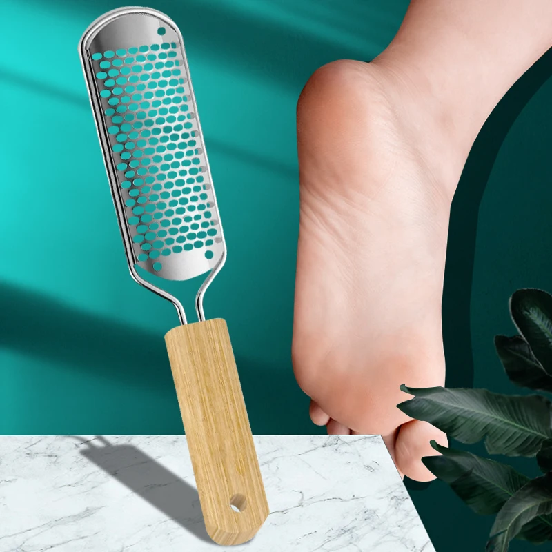 Пилка Для ног из нержавеющей стали с бамбуковой ручкой для удаления омертвевшей