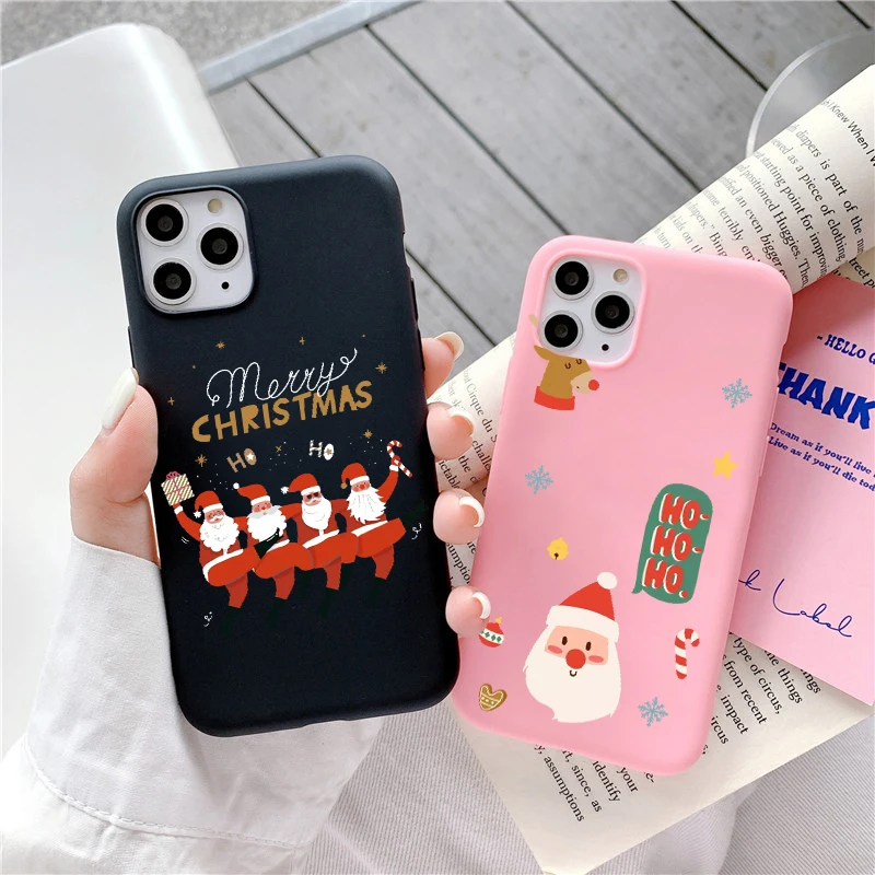 

Christmas Cartoon New Year Gift Phone Case for iPhone14 13 12 11 Pro Max X XR XS Soft TPU Case for iPhone 7 8 Plus SE Mini Cover