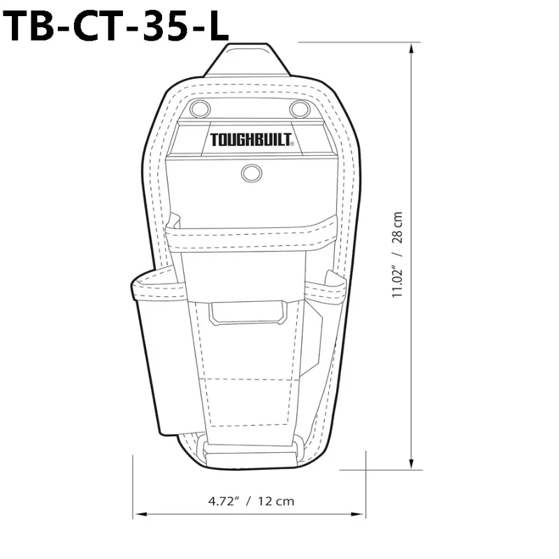 Фото TOUGHBUILT TB-CT-35-M TB-CT-35-L Поясная сумка для инструментов с 3 карманами и петлей для подвешивания Износостойкая сумка для хранения Аксессуары №4