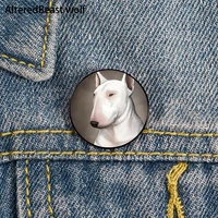 bull terrier cartoon printed pin custom funny brooches shirt lapel bag cute badge cartoon enamel pins for lover girl friends
