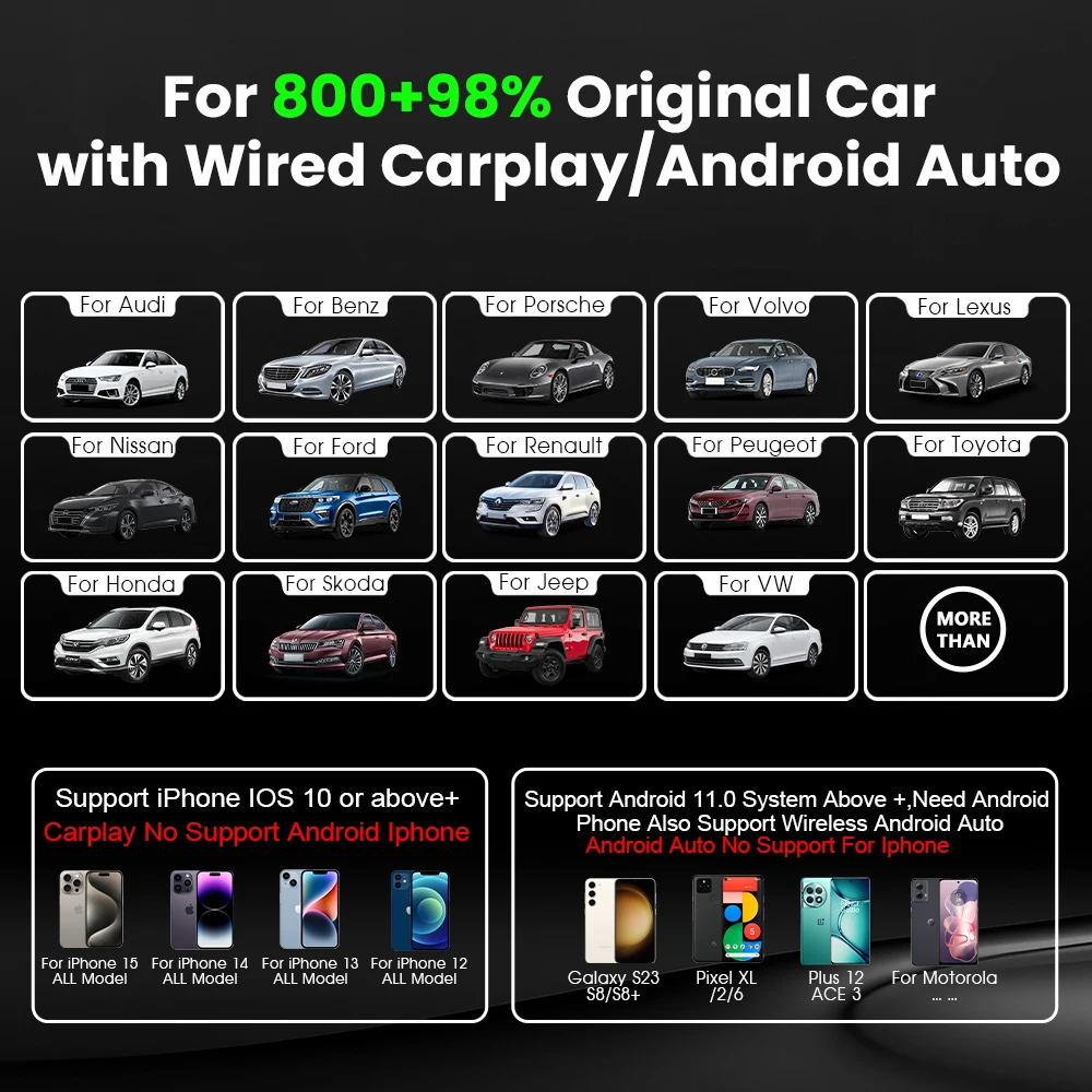НОВЫЙ беспроводной адаптер CarPlay Android Auto 2 в 1 умный ключ Plug and Play для Opel Astra Corsa Insignia