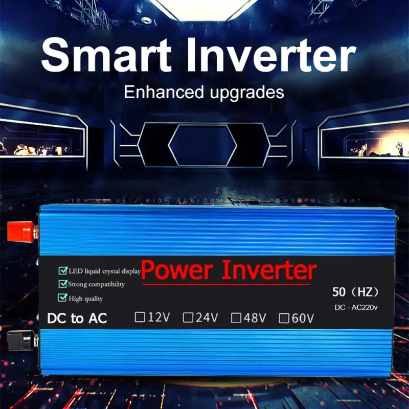 

Инвертор синусоидальной волны DC 12 В/24 В AC 6000 В, Вт, многофункциональный автомобильный инвертор солнечной энергии с ЖК-дисплеем, преобразоват...