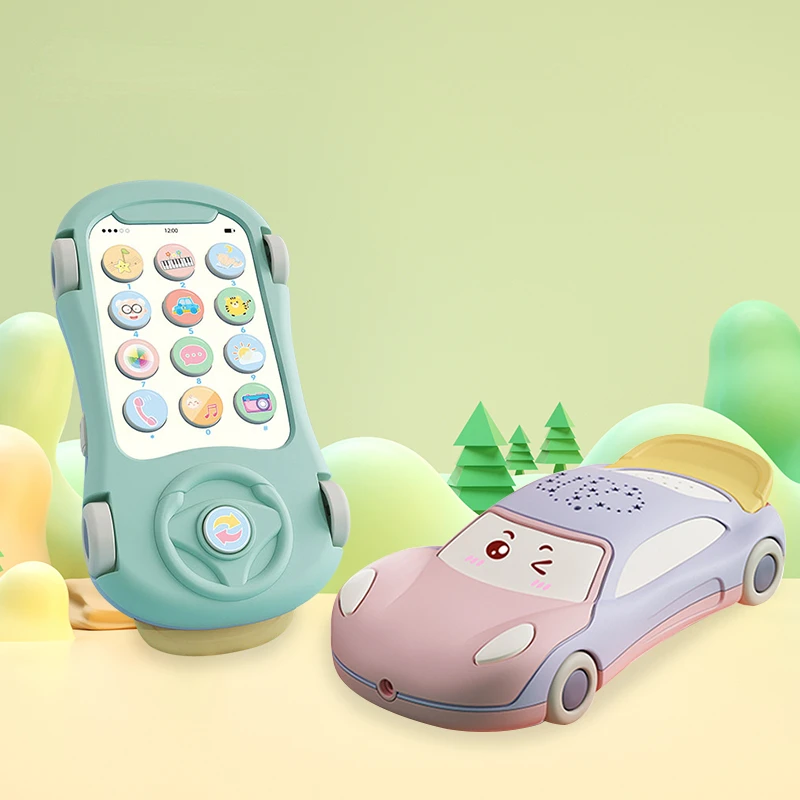 

Baby Car Toys Bilingual Projection Mobile Phone Toys Early Montessori Education Interactive Music Story Machine Toddler Learning