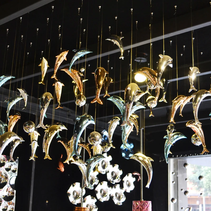 

Hot Sale Promotion Creative Air Hanging Dolphin Pendant Stereo Ceiling Home Hotel Shopping Mall Ceiling Decorations