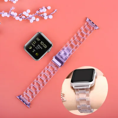 

Новый цветной прозрачный ремешок с тремя бусинами для Apple Watch Band 42 мм 44, ремешок для часов Iwatch 4/3/2 38 мм 40 мм, Спортивная фотография